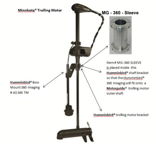 MG-360-SLEEVE to attach Humminbird 360 to Motorguide outer shaft