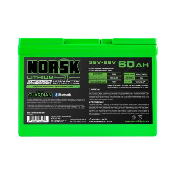 36V + 28V 60AH DUAL VOLTAGE LIFEPO4 LITHIUM BATTERY - Image 2